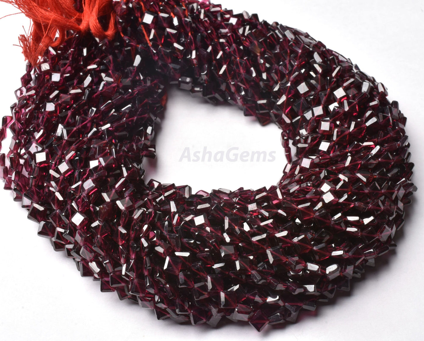 Natural Garnet Faceted Fancy Shape Beads, Red Garnet Flat Square Fancy Drill Gemstone Beads,12 Inch Garnet Beads For Jewelry Making Craft