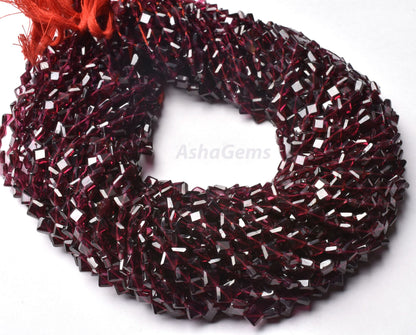 Natural Garnet Faceted Fancy Shape Beads, Red Garnet Flat Square Fancy Drill Gemstone Beads,12 Inch Garnet Beads For Jewelry Making Craft