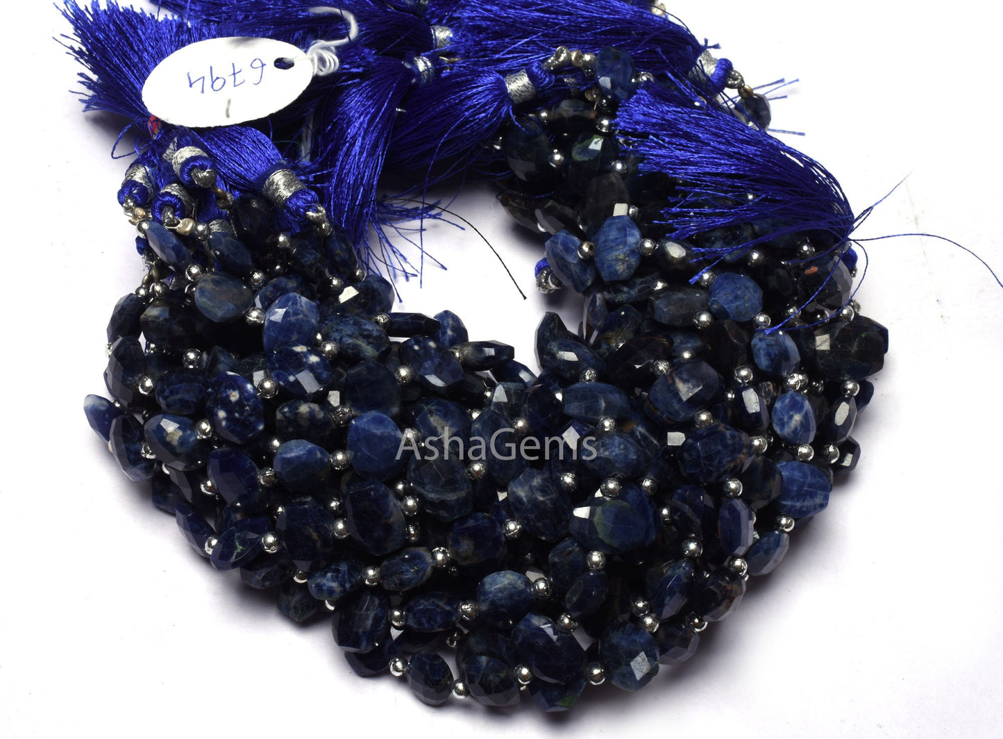 Beautiful AAA Sodalite Faceted Fancy Oval Shape Beads,8.5-12mm Natural Blue Sodalite Step Cut Oval T Drill Gemstone Bead 8" Sodalite Jewelry