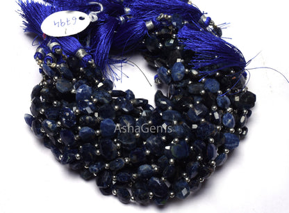 Beautiful AAA Sodalite Faceted Fancy Oval Shape Beads,8.5-12mm Natural Blue Sodalite Step Cut Oval T Drill Gemstone Bead 8" Sodalite Jewelry