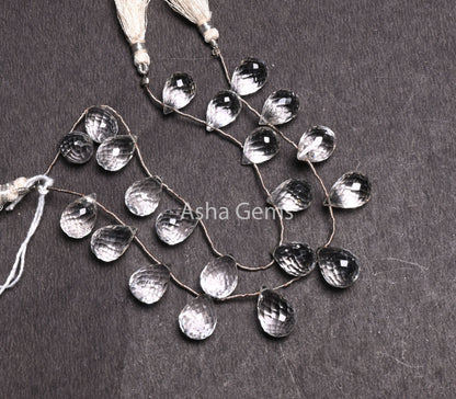 AAA Quality Crystal Faceted Drop Side Drill Gemstone Beads, Natural White Crystal Quartz Teardrop Briolette Bead,6" Crystal Bead Crafts SALE