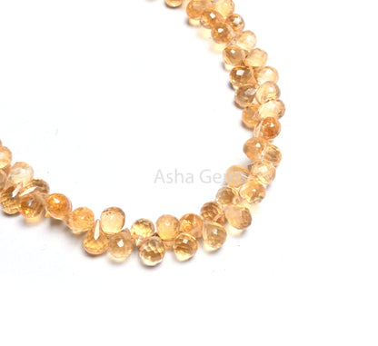 AAA natural Citrine Faceted Drops Shape Gemstone Beads,4-6 mm Yellow Citrine Side Drill Tiny Teardrop Briolette faceted Beads Jewelry Making