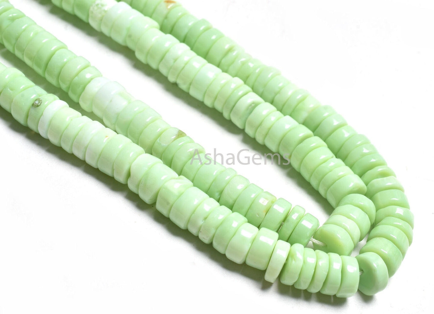 7.5 mm Shaded Green Opal Smooth Tyre Heishi Gemstone Beads,15" Fine parrot Green Opal Handmade Flat Wheel Shape Bead, Mint Opal Bead Jewelry