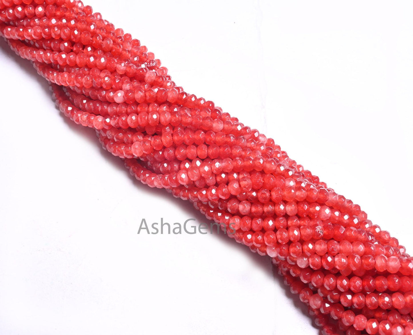 Shaded Orange Red Jade Quartz Faceted Gemstone Beads,4.5 mm Fine Carnelian Color Jade Quartz Rondelle Beads, Jade Bead Jewelry Making Craft