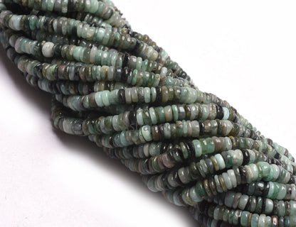 Emerald Smooth Tyre Shape Beads Gemstone Natural Emerald Beads,8/ 16" Strand Shaded Green Emerald smooth Handmade Wheel Beads Jewelry Crafts
