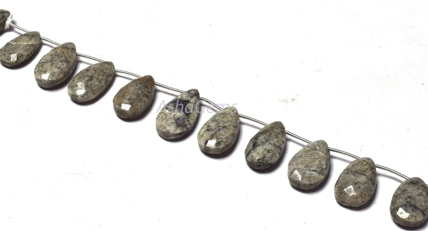 12 Piece strand Grey Jasper Teardrop Beads,12x21-14x25 mm Shaded Grey Jasper Faceted Pear Briolette gemstone beads,8' strand Jasper beads