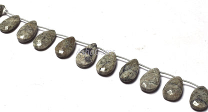 12 Piece strand Grey Jasper Teardrop Beads,12x21-14x25 mm Shaded Grey Jasper Faceted Pear Briolette gemstone beads,8' strand Jasper beads