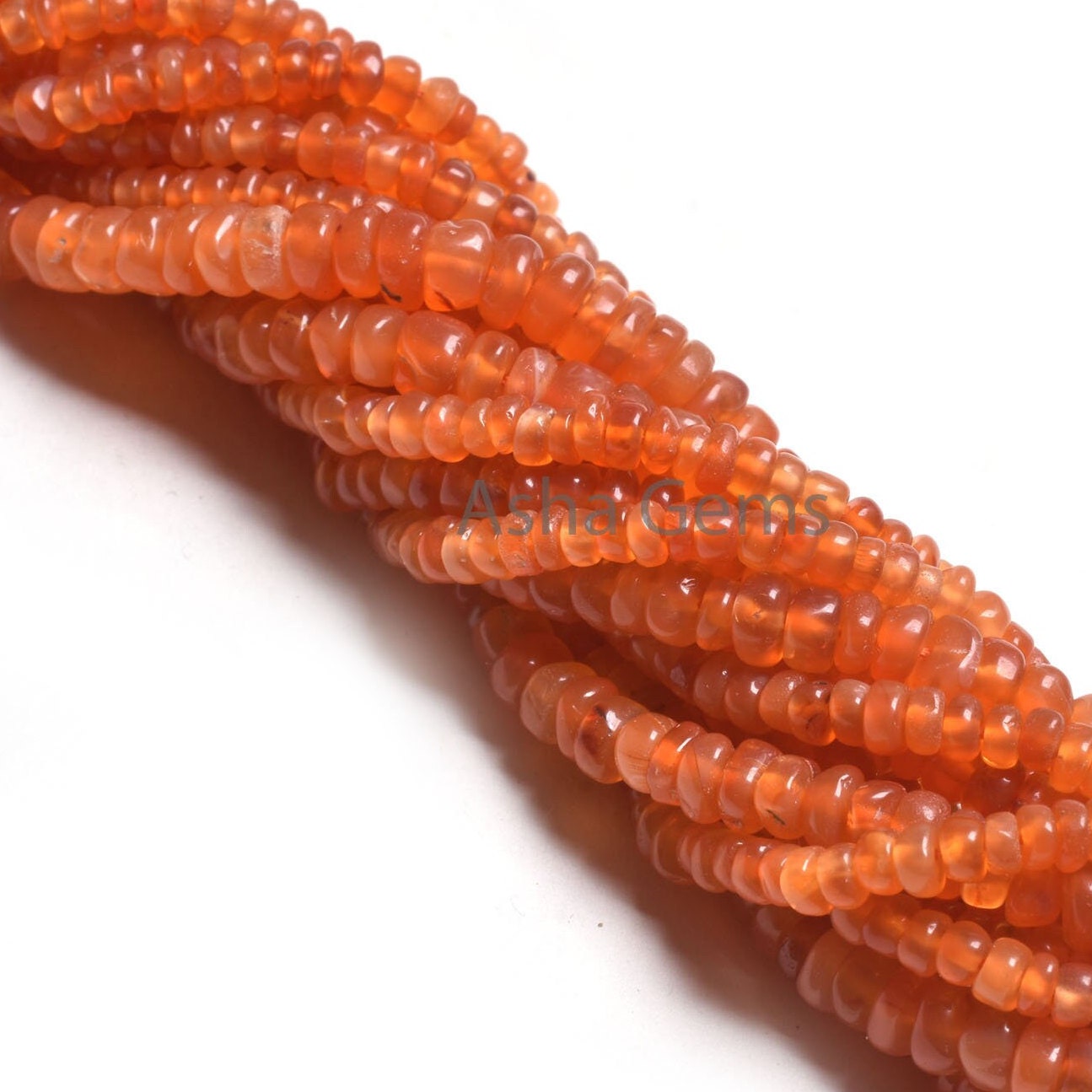 Fine Orange Carnelian Smooth Rondelle Shape Beads, Natural Carnelian Plain Handmade Tiny Gemstone Beads, Carnelian Bead Jewelry Crafts SALE