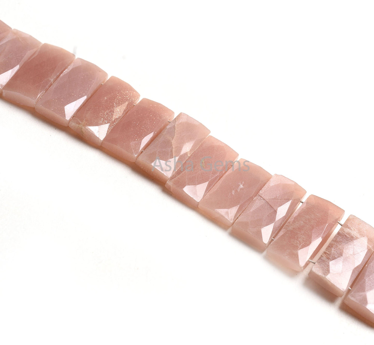 AAA Peach Moonstone Fancy Chicklet Beads,8" Strand Natural Pink Moonstone Faceted Rectangle Beads, Moonstone Beads For Bracelet Jewelry DIY