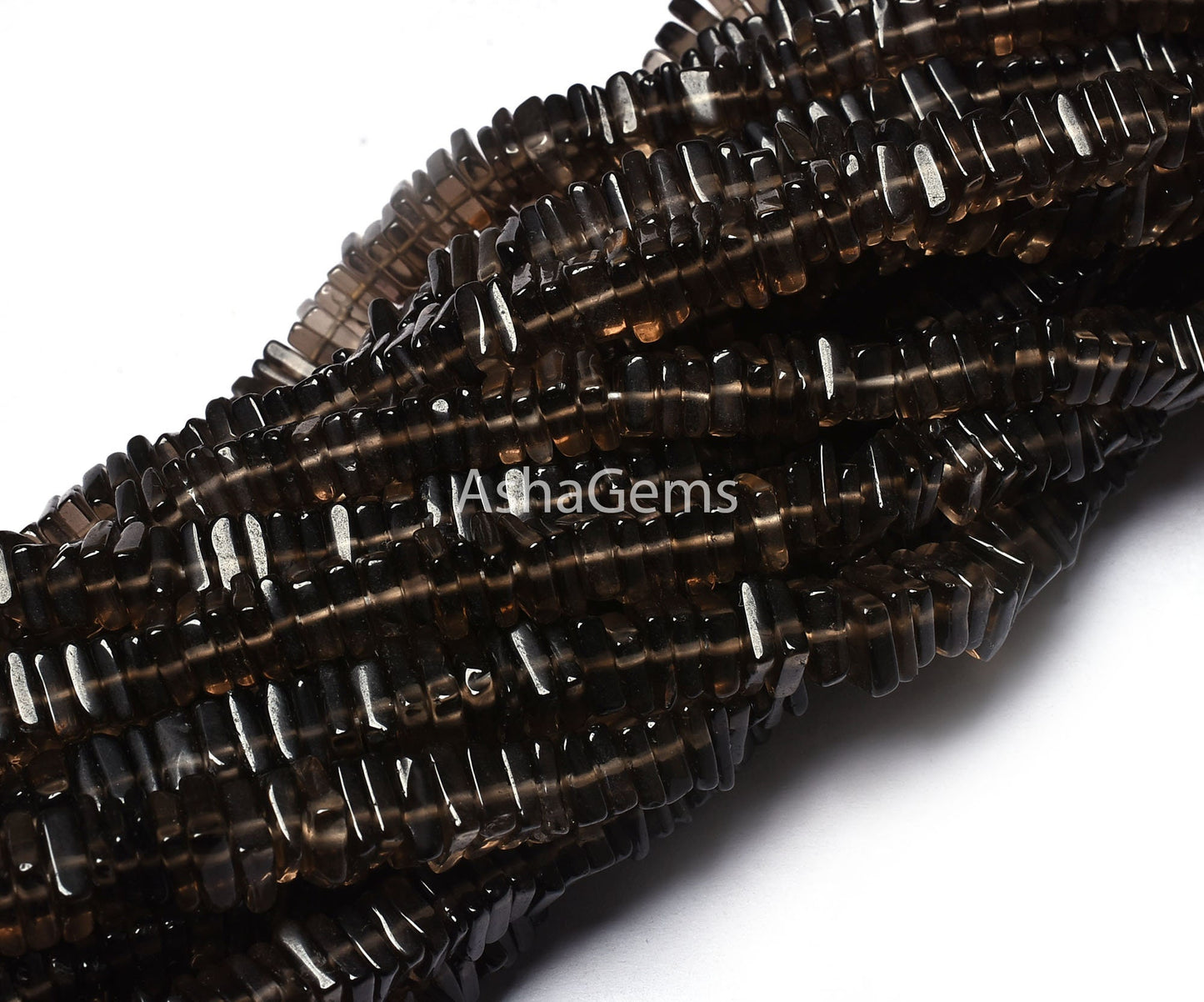 Beautiful Smoky Quartz Heishi Square Shape Gemstone Beads, Natural Smoky Flat Smooth Beads Smoky Loose Beads Handmade Jewelry Making Crafts