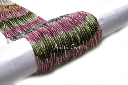 AAA Tourmaline Micro Cut Faceted Rondelle Beads,2.25mm Natural Multi Tourmaline Machine Cut Gemstone Beads Tiny Tourmaline Bead Jewelry SALE