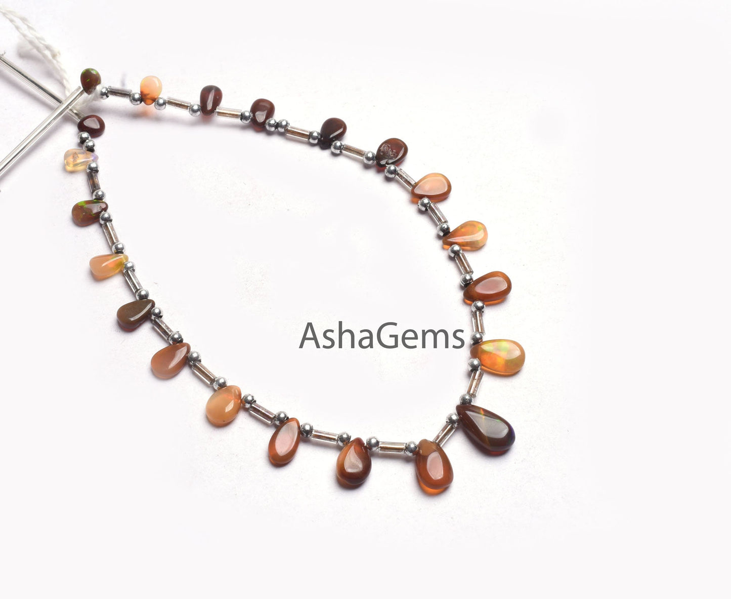 Shaded Brown-Yellow Ethiopian Opal Smooth Pear Beads,9"Strand Natural Welo Fire Ethiopian Opal Plain Teardrop Gemstone Bead Necklace Jewelry