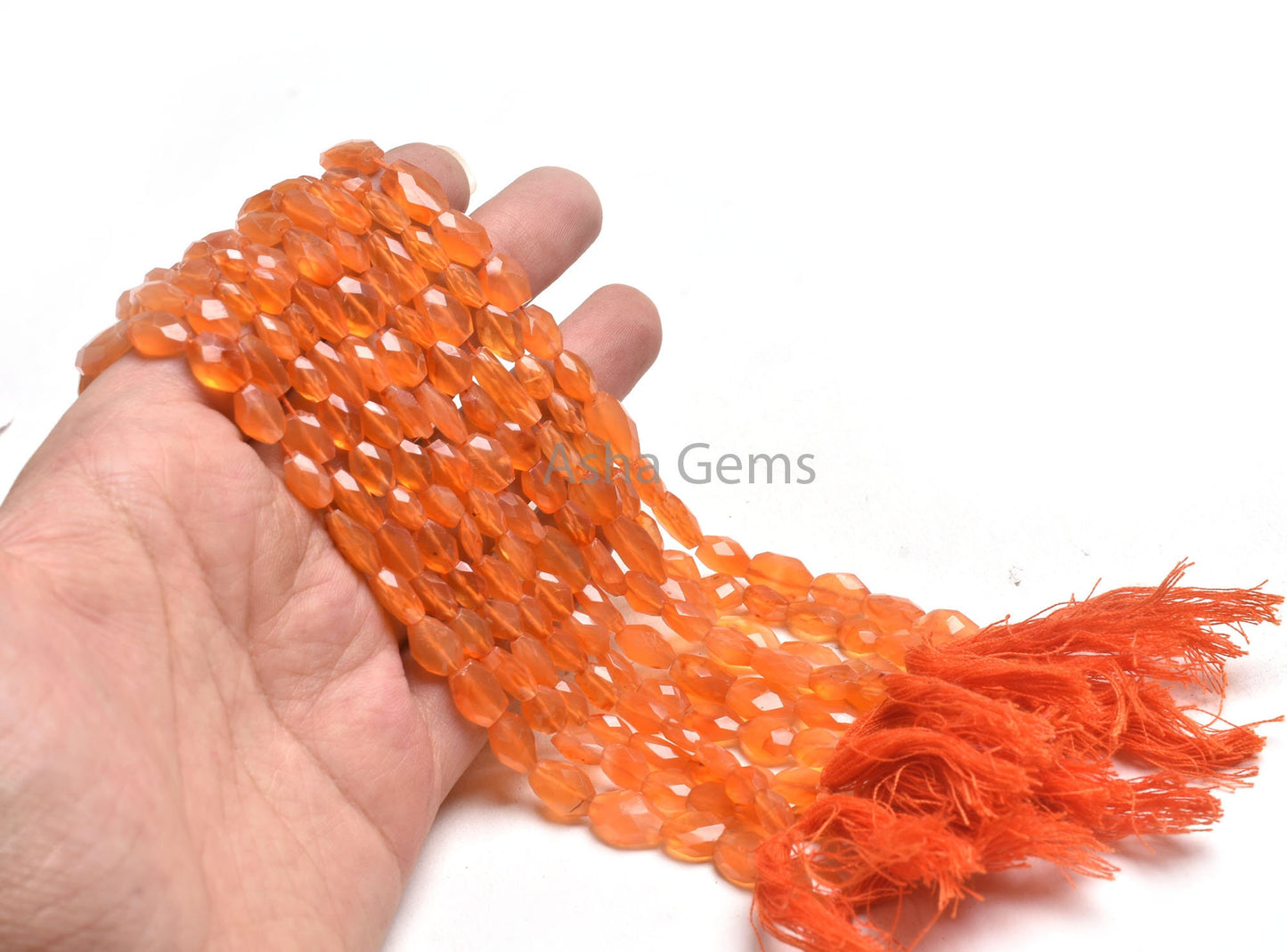 AAA Quality Carnelian Oval Shape Hand Cut Beads,14" Natural Orange Carnelian Faceted Oval Briolette Indian Cut Beads, Carnelian Bead Jewelry