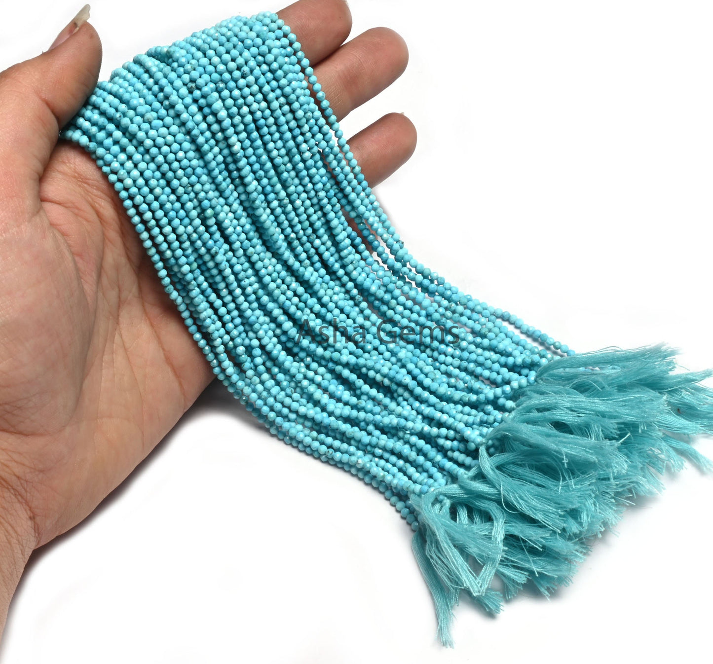 AAA Quality Blue Turquoise Micro Cut Rondelle Gemstone Loose Beads,2.5 mm Turquoise Howlite Machine Cut Faceted Beads Jewelry Making Crafts