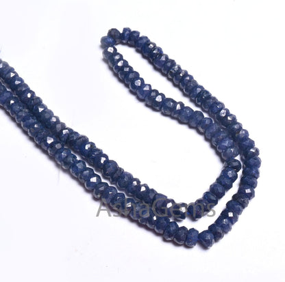 Beautiful Blue Sapphire Faceted Rondelle Shape Beads, Fine Blue Corundum Indian cut Gemstone Beads, sapphire beads necklace making Jewelry