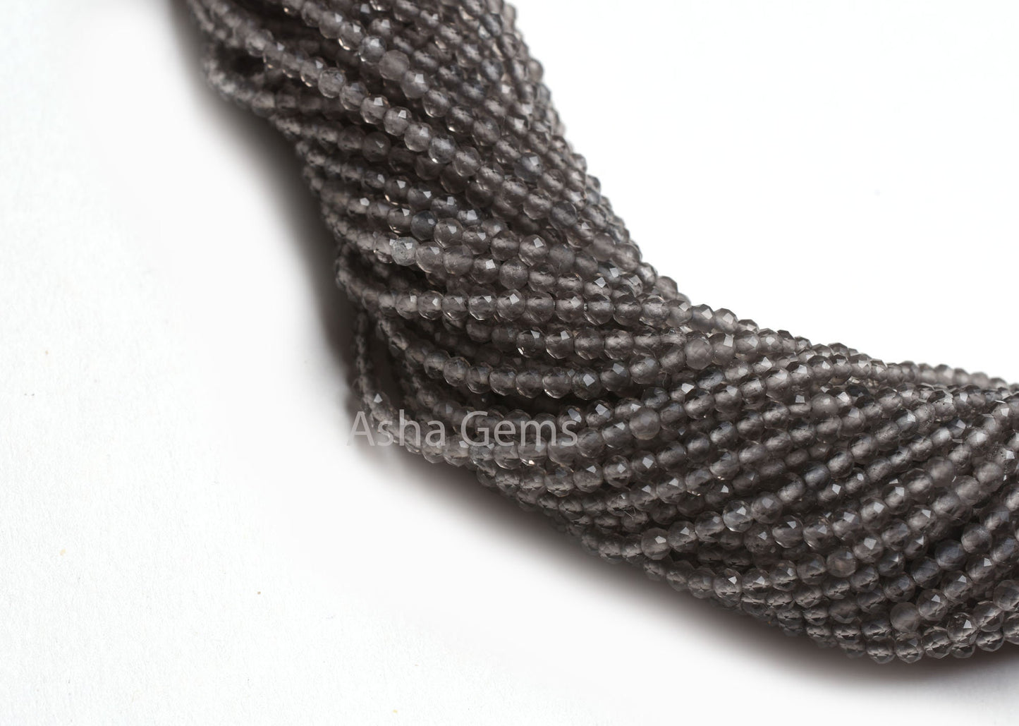 2.2 mm Smoky Quartz Micro Cut faceted Gemstone beads,13" Strand Light Grey Smoky Beads, AAA Smoky Machine Cut Rondelle Faceted Bead Jewelry