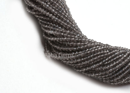 2.2 mm Smoky Quartz Micro Cut faceted Gemstone beads,13" Strand Light Grey Smoky Beads, AAA Smoky Machine Cut Rondelle Faceted Bead Jewelry