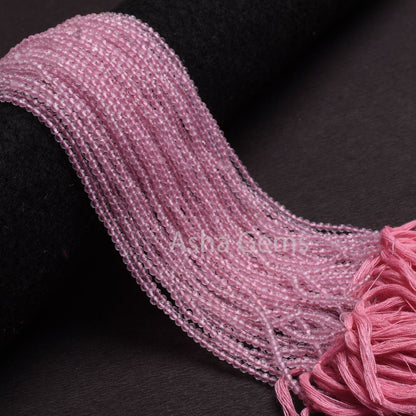 AAA Quality Pink rose Quartz Micro Cut Rondelle Gemstone Beads,2.5 mm Natural Rose Quartz Machine Cut Faceted Beads,12" Quartz Beads Jewelry