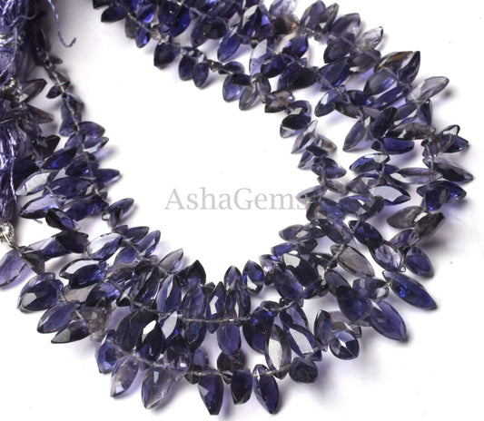 Beautiful Iolite Faceted Marquise Shape Beads,8" Natural Blue Iolite Cut Stone Marquise Bead Iolite marquise Faceted Cabochon Gemstone Beads