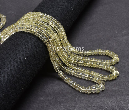 Fine Lemon Quartz Smooth Rondelle Shape Gemstone Beads,18"Strand Natural Lemon Plain Handmade Gemstone Beads Natural Lemon Bead Jewelry SALE