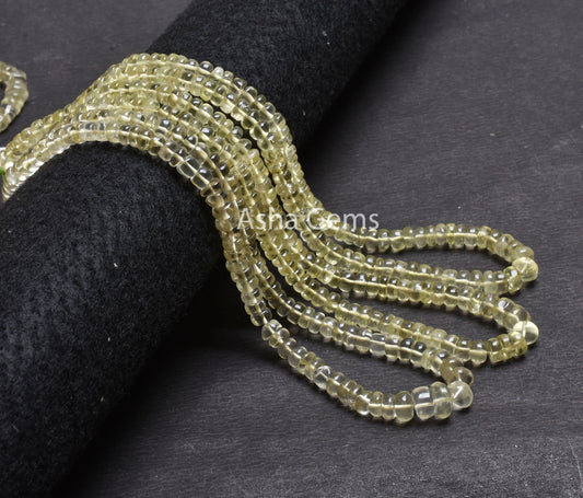 Fine Lemon Quartz Smooth Rondelle Shape Gemstone Beads,18"Strand Natural Lemon Plain Handmade Gemstone Beads Natural Lemon Bead Jewelry SALE