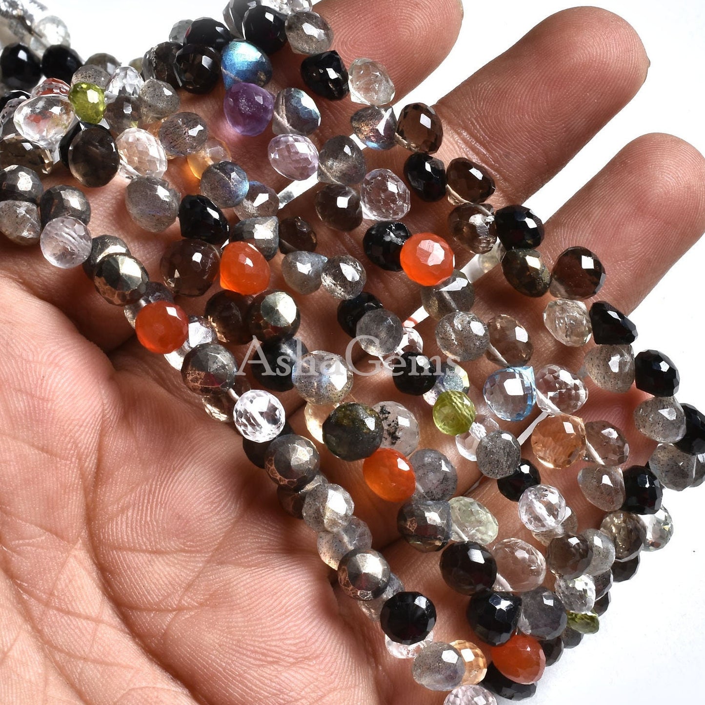 Beautiful Multi Color Gemstone Faceted Onion Shape Beads Disco Onion Briolette Beads,8"Strand Natural Mix Color Stone Faceted Onion Beads