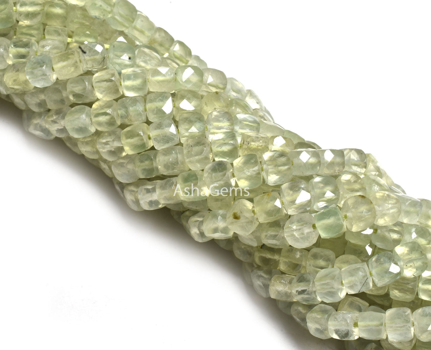 Beautiful Prehnite Faceted 3D Cube Box Beads,13" Strand,4mm, Beautiful Green Prehnite Box Shape Beads,Prehnite Loose Bead Jewelry Craft SALE