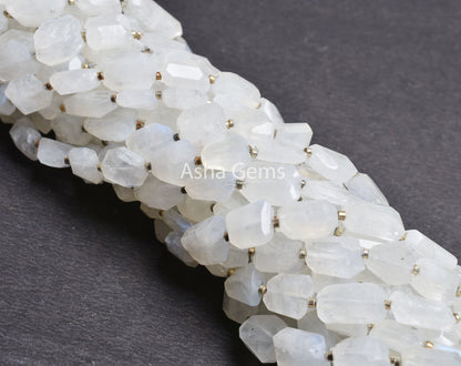 Blue Fire Rainbow Moonstone Faceted Nugget Beads, Natural Flash white Rainbow Indian Cut Nugget Gemstone Beads, Moonstone Beads Jewelry SALE