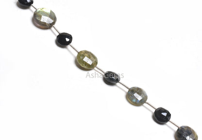 Multi Color Stone Fancy Briolette Gemstone Faceted Beads, Labradorite + Black Spinel Faceted Coin+ 1 Piece Rose Quartz Oval Beads Jewelry