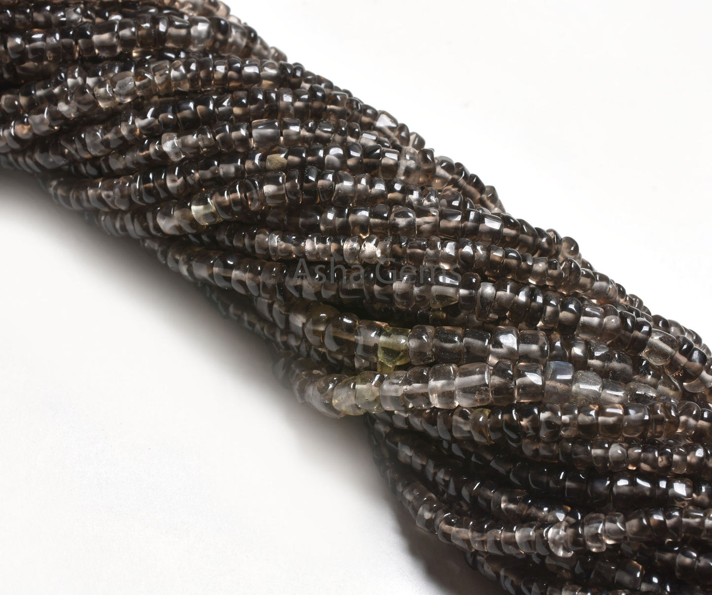 Beautiful Smoky Quartz Smooth Uneven Shape Rondelle Handmade Gemstone Beads,12" Strand Natural Smoky Beads, Smoky Plain Beads Jewelry Making