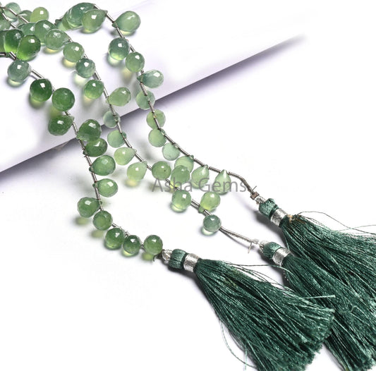 AAA Quality Green aventurine faceted Drop Shape Beads,8" Natural Aventurine Teardrop Briolette Gemstone Side Drill Beads Jewelry Crafts SALE