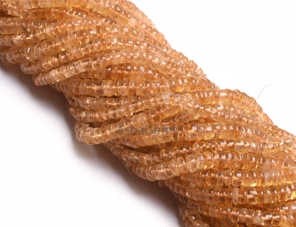 Natural Yellow Citrine Quartz Smooth Flat Tyre Beads, Fine Citrine Plain Handmade Heishi tyre bead Gemstone Citrine Bead Jewelry Making SALE