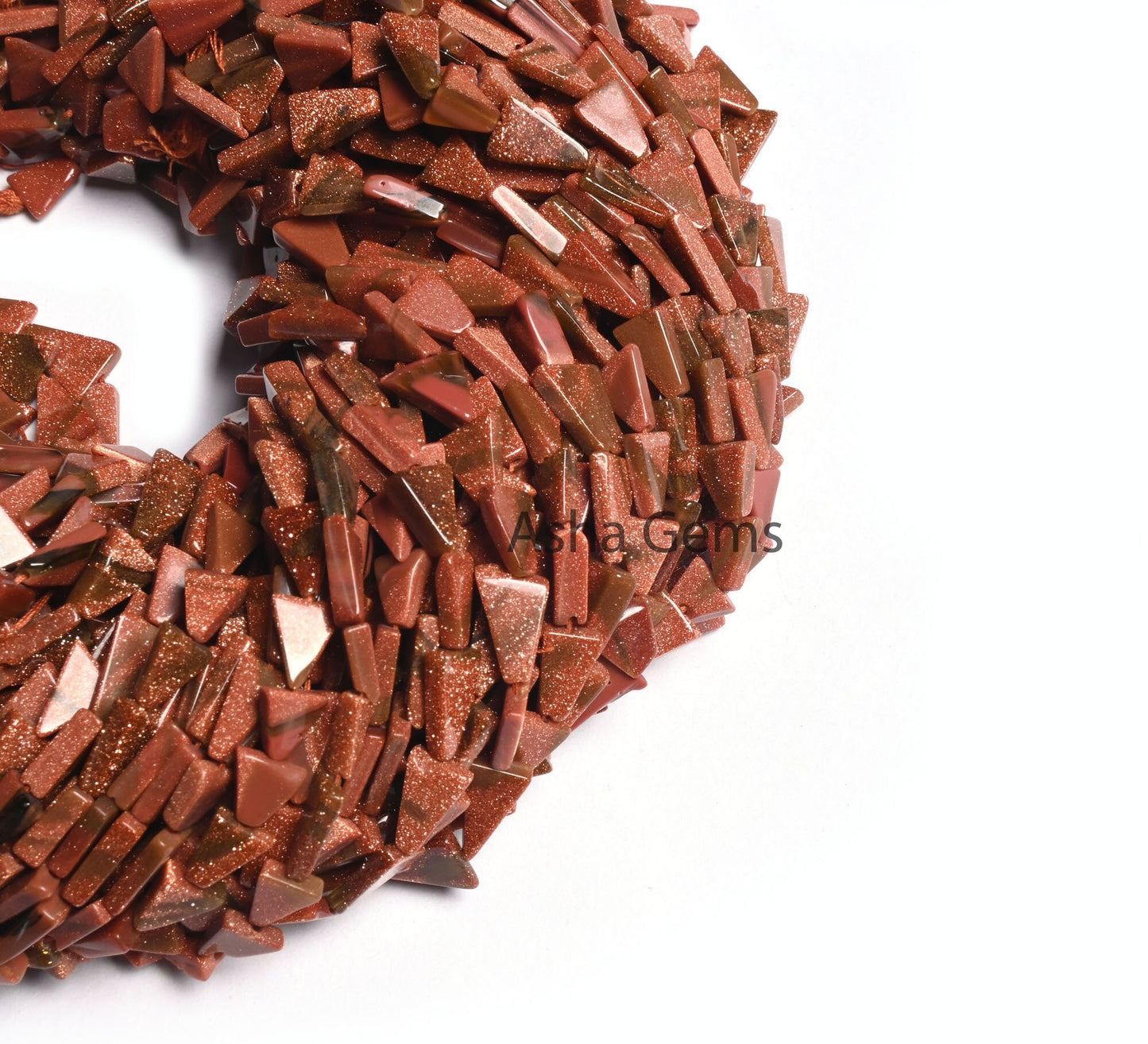 Beautiful Brown Sunstone Smooth Triangle Shape Beads,12" Sunstone Fancy Long Trillion Straight Drill Gemstone Handmade Beads Jewelry Crafts