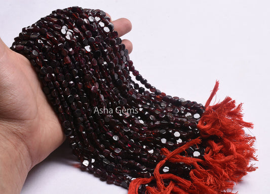 Natural Red Garnet Smooth Coin Beads, 6 mm Uneven Coin Shape Handmade Gemstone Beads, Garnet Straight Drill Flat Coin Beads For Jewelry SALE