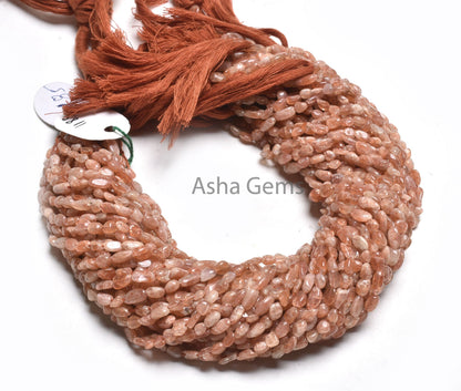 Beautiful Red Sunstone Smooth Nugget Shape Gemstone Beads,13"Strand Natural Sunstone Tiny Nugget Uneven Handmade Straight Drill Bead Jewelry