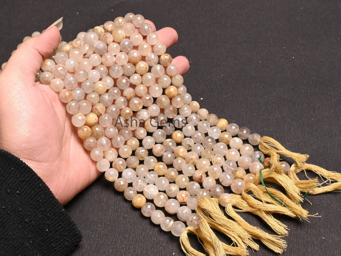 Beautiful Golden Rutile Faceted Round Shape Gemstone Beads, Natural Golden Rutile Indian Cut Round Ball Rutile Beads Jewelry handicraft SALE