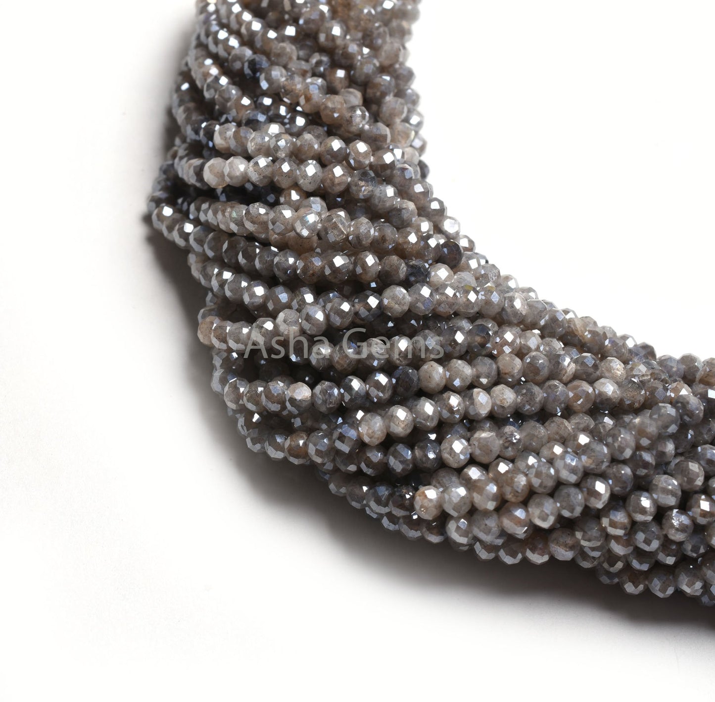 3.7mm Labradorite Machine Cut Faceted Beads,13" Strand Shaded Grey Silver Coated Labradorite Micro Cut Gemstone Bead Flashy Labradorite SALE