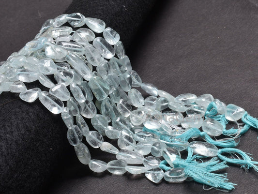 Rare Blue Topaz Smooth Nugget Shape Beads,12.5"Strand Natural Topaz Handmade Uneven Tumble Straight Drill Loose Gemstone Topaz Bead Jewelry (AG 22128)