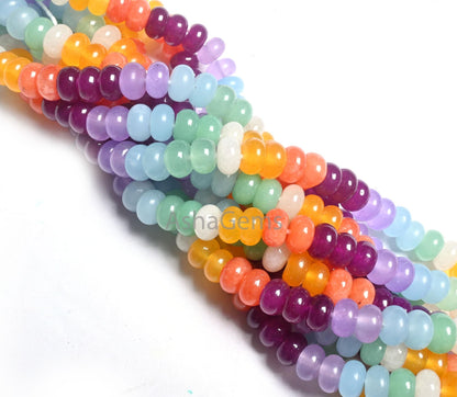 Beautiful Mix Color Quartz Smooth Rondelle Beads,8 mm Rainbow Disco Color Jade Quartz Multi Shaded Gemstone Colorful Beads Jewelry Necklace(AG 12311)
