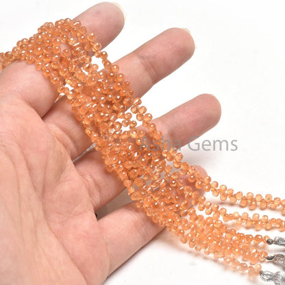 AAA Quality Fanta Garnet Drops faceted Beads,8"Strand Natural Orange Garnet Tiny Teardrop Gemstone Bead Spessartite Garnet Bead Jewelry SALE
