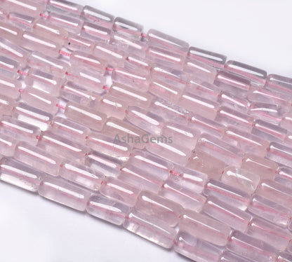 Beautiful Rose Quartz Pipe Shape Beads Natural Pink Quartz Smooth Handmade Fancy Tube Gemstone Beads Briolette Hand Cut Jewelry Beads SALE