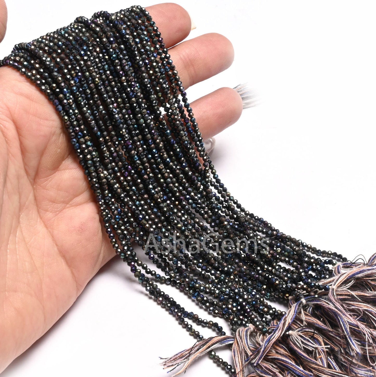 Natural Black Spinal Mystic Coated Micro Cut Tiny Gemstone Loose Beads, Spinel Disco Coated Faceted Rondelle Bead Spinal Jewelry Crafts SALE