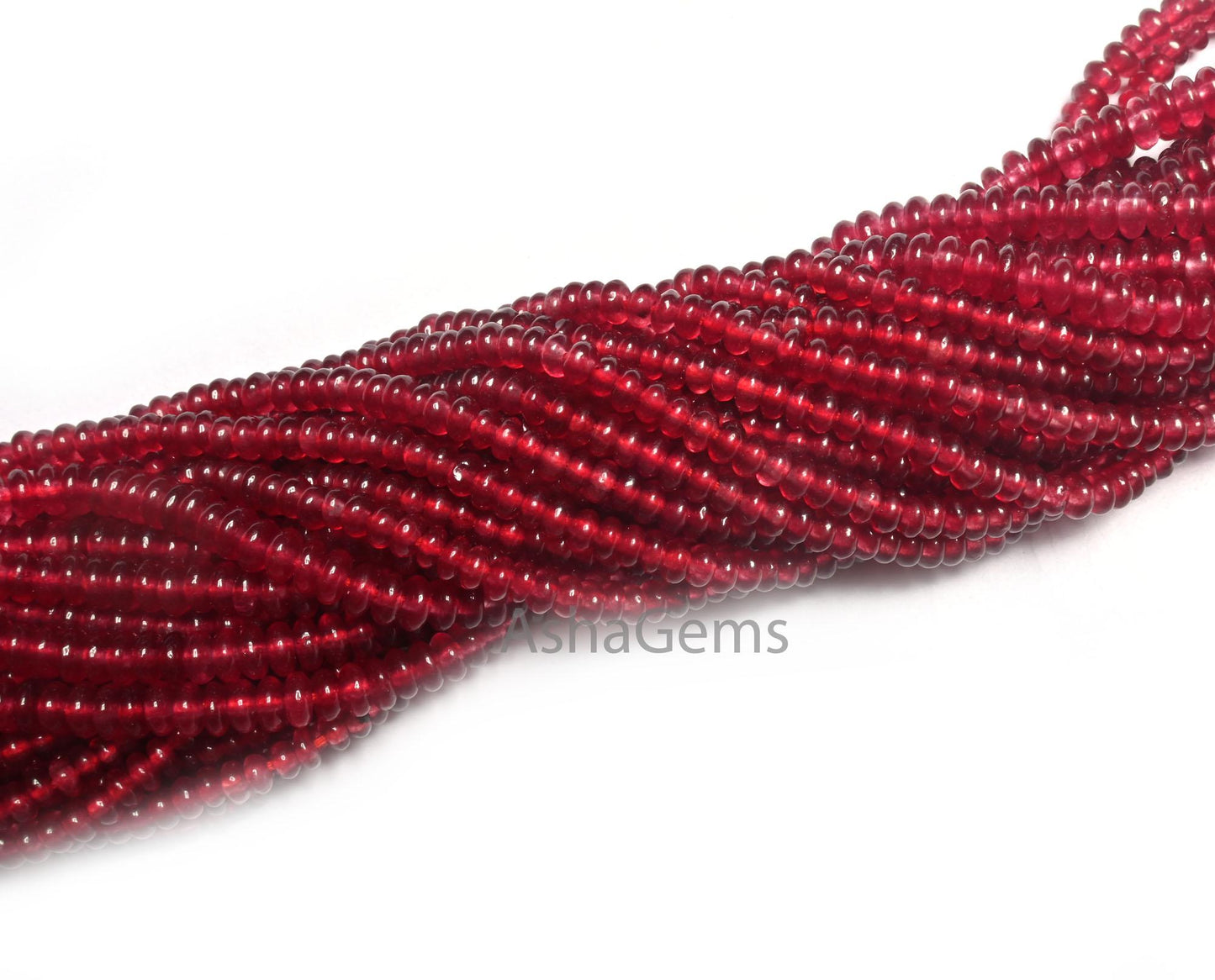 AAA Quality Red Jade Quartz Smooth Rondelle Beads,3.5, 4.5 mm Red Jade handmade Gemstone Beads, Jade Quartz Beads Jewelry Making Craft SALE