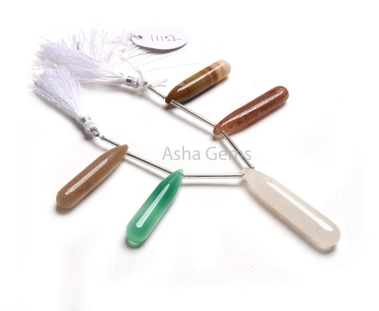 Beautiful Multi Color Stone Fancy Long Pencil Drop Beads, Mix Gemstone Plain Handmade Teardrop Beads, Disco Beads For Jewelry Craft DIY SALE