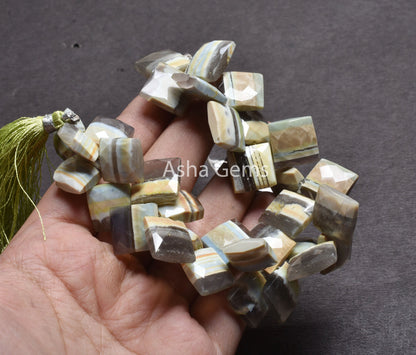 13-15 mm Beautiful Boulder Opal Square Faceted Beads,8" Lemon boulder Opal Fancy Kite Gemstone Briolette Side Drill Bead Jewelry Craft SALE