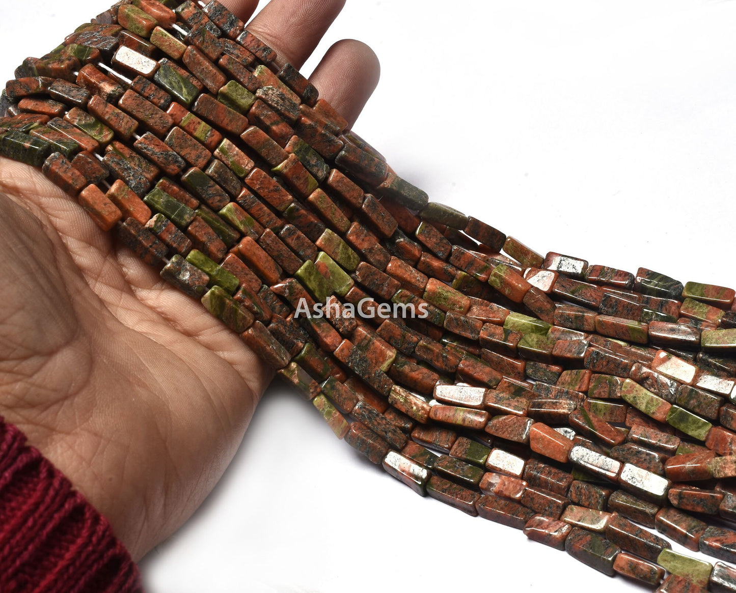 Natural Unakite Smooth Uneven Rectangle Beads Beautiful Unakite Handmade Gemstone Beads 12.5" Strand Unakite Briolette Jewelry Beads Crafts