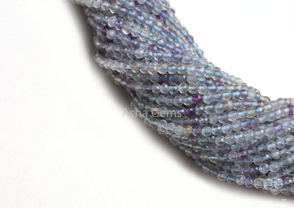 AAA Blue Fluorite Faceted Rondelle Shape Gemstone Beads,2.4 mm Natural Fluorite Micro Cut Tiny Beads Fluorite Bead Jewelry Making Craft SALE