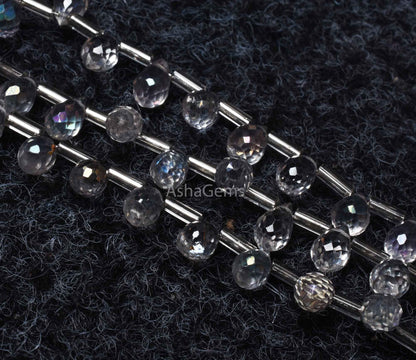 Beautiful crystal Mystic coated Faceted Drops Shape Beads Crystal Quartz Drops Briolette beads, Crystal coated Teardrop Beads Jewelry Crafts