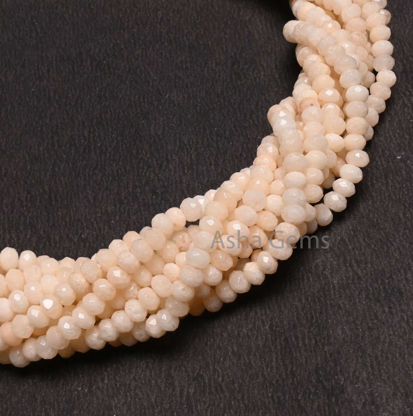 Beautiful Ivory Cream Color Jade Quartz Faceted Rondelle Gemstone Loose Beads,4.5 mm Cream Jade Quartz Machine Cut Beads, Jade Beads Jewelry