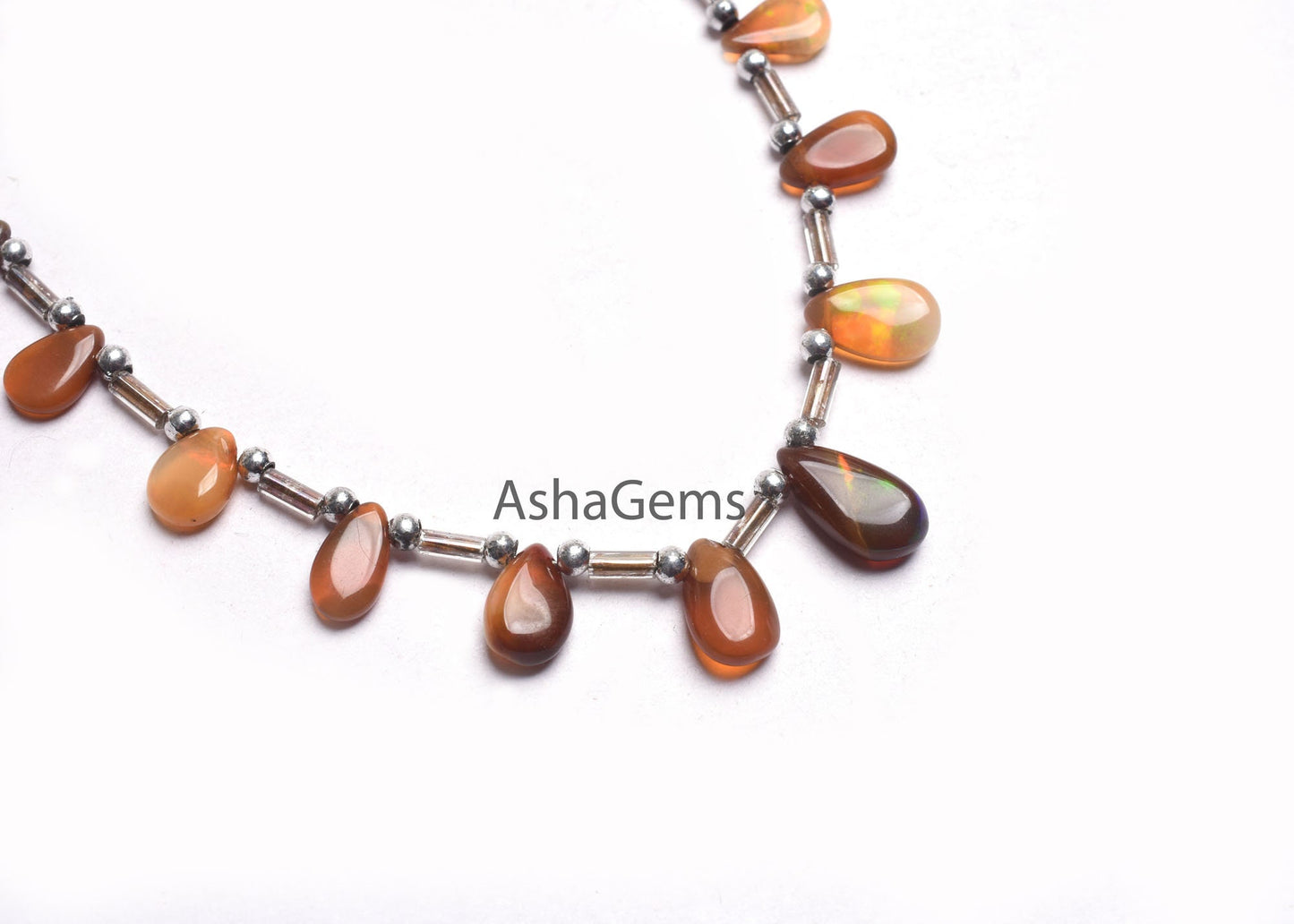 Shaded Brown-Yellow Ethiopian Opal Smooth Pear Beads,9"Strand Natural Welo Fire Ethiopian Opal Plain Teardrop Gemstone Bead Necklace Jewelry